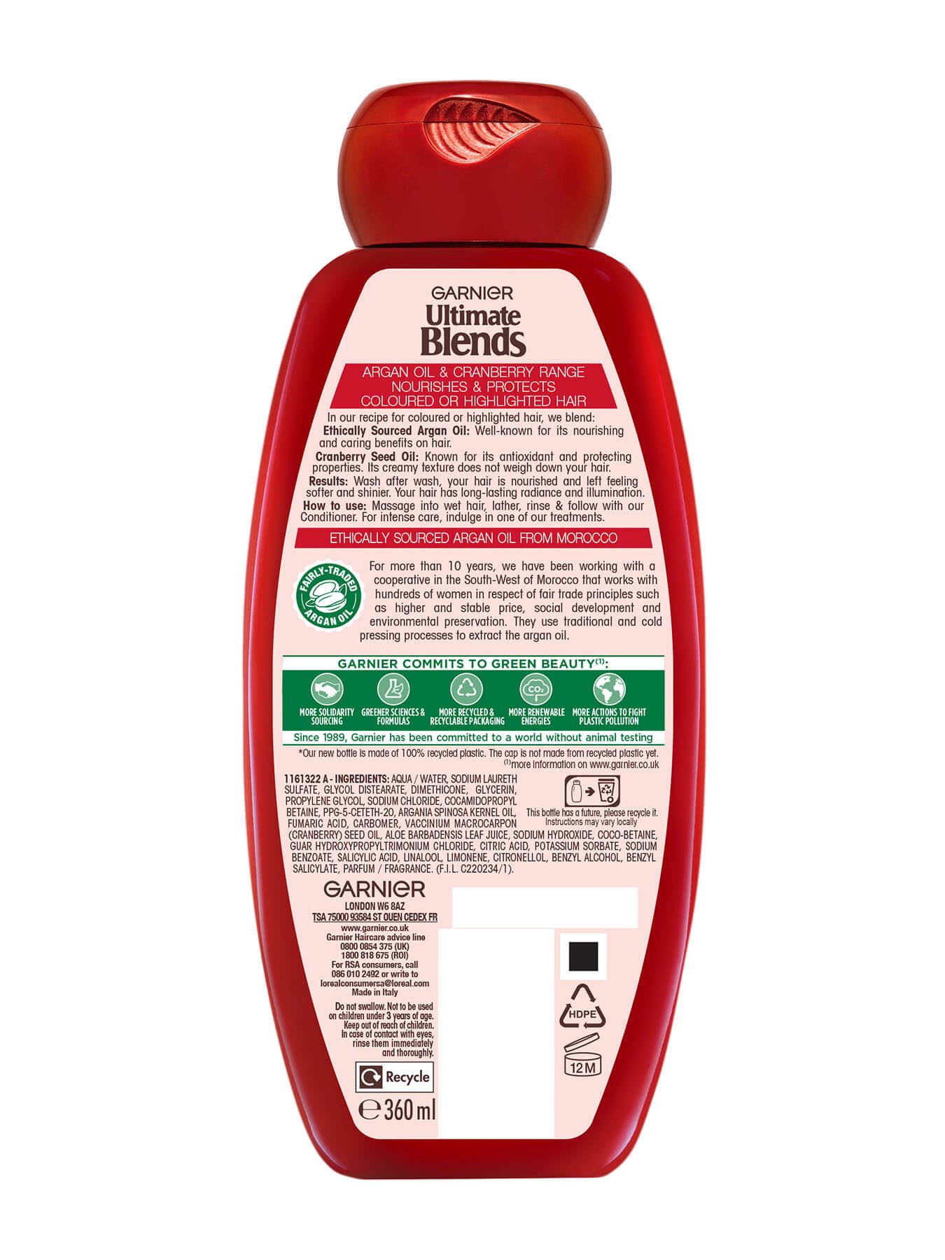 Ultimate Blends Argan Oil Colour Illuminator Shampoo back of pack